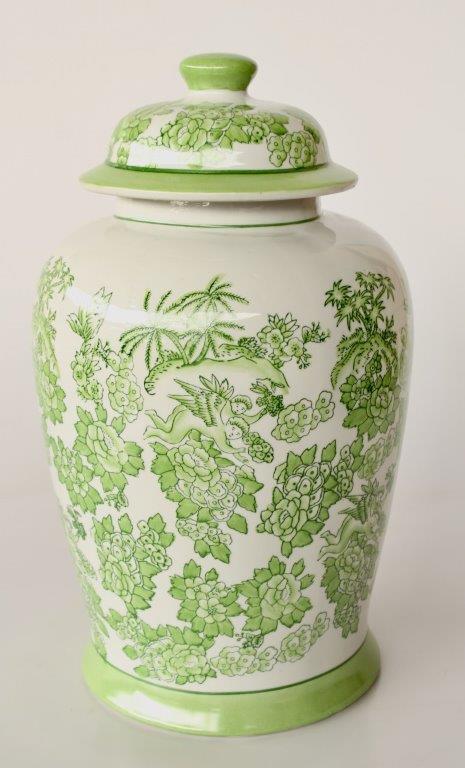 Large Lime Green Ginger Jar with Lid