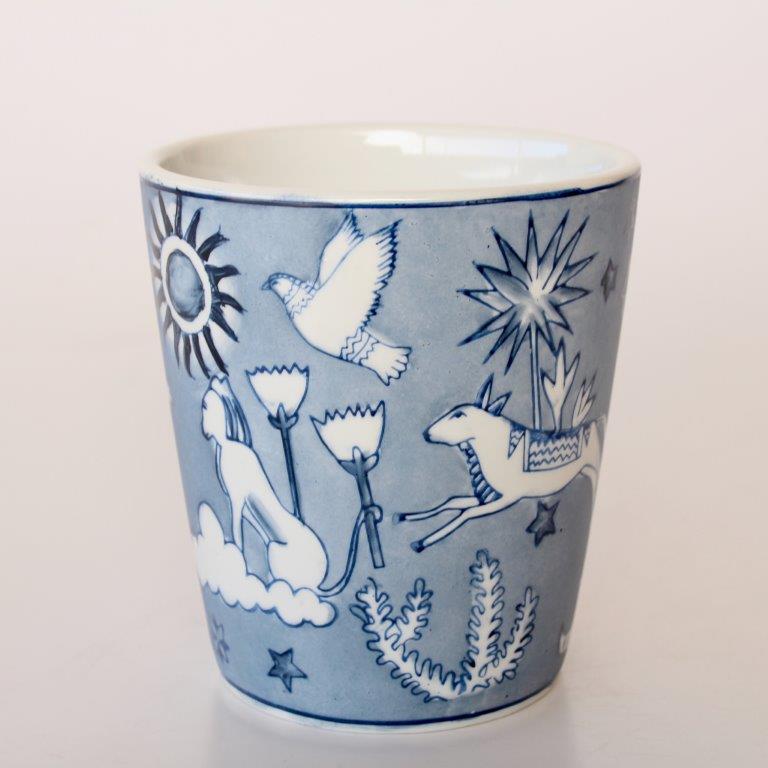 Small Blue & White Tiger Moon Planter