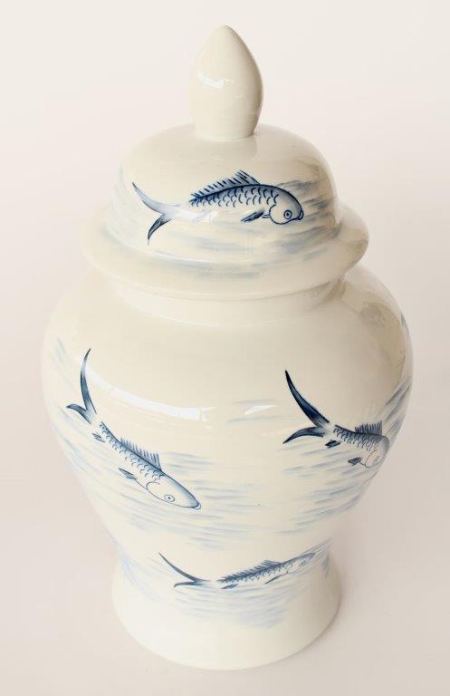 Blue & White Fish Ginger Jar