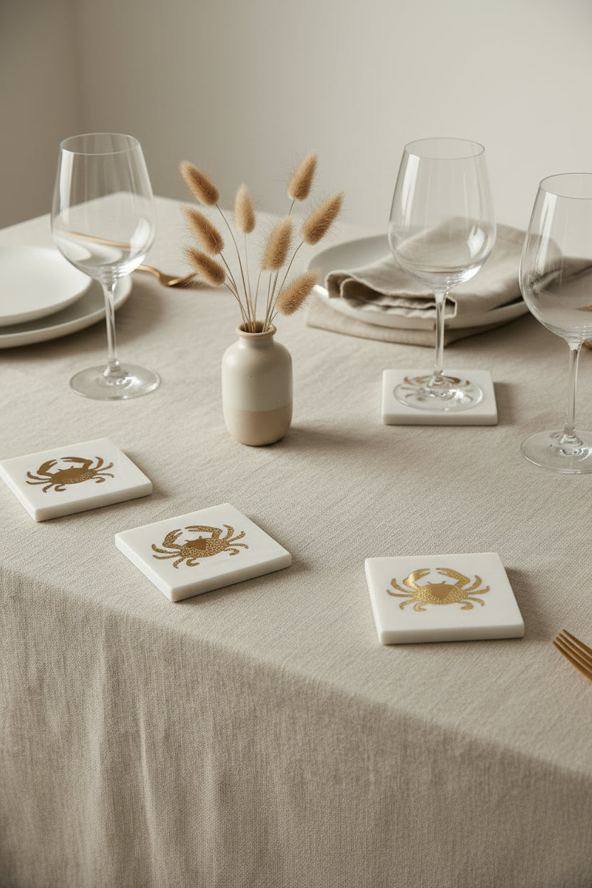 COASTER MARBLE CRAB SET OF 4