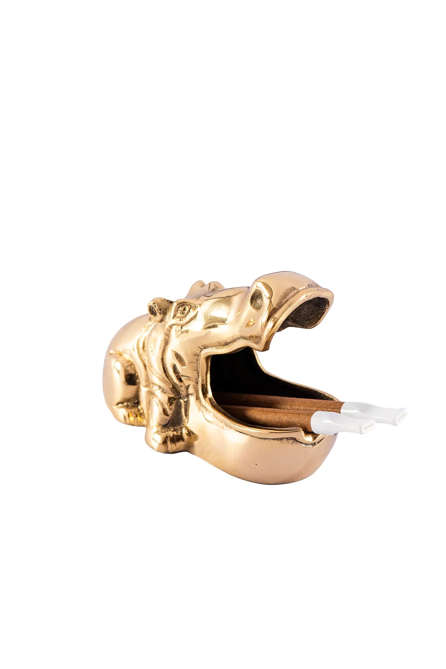 ASHTRAY HIPPO SOILD BRASS