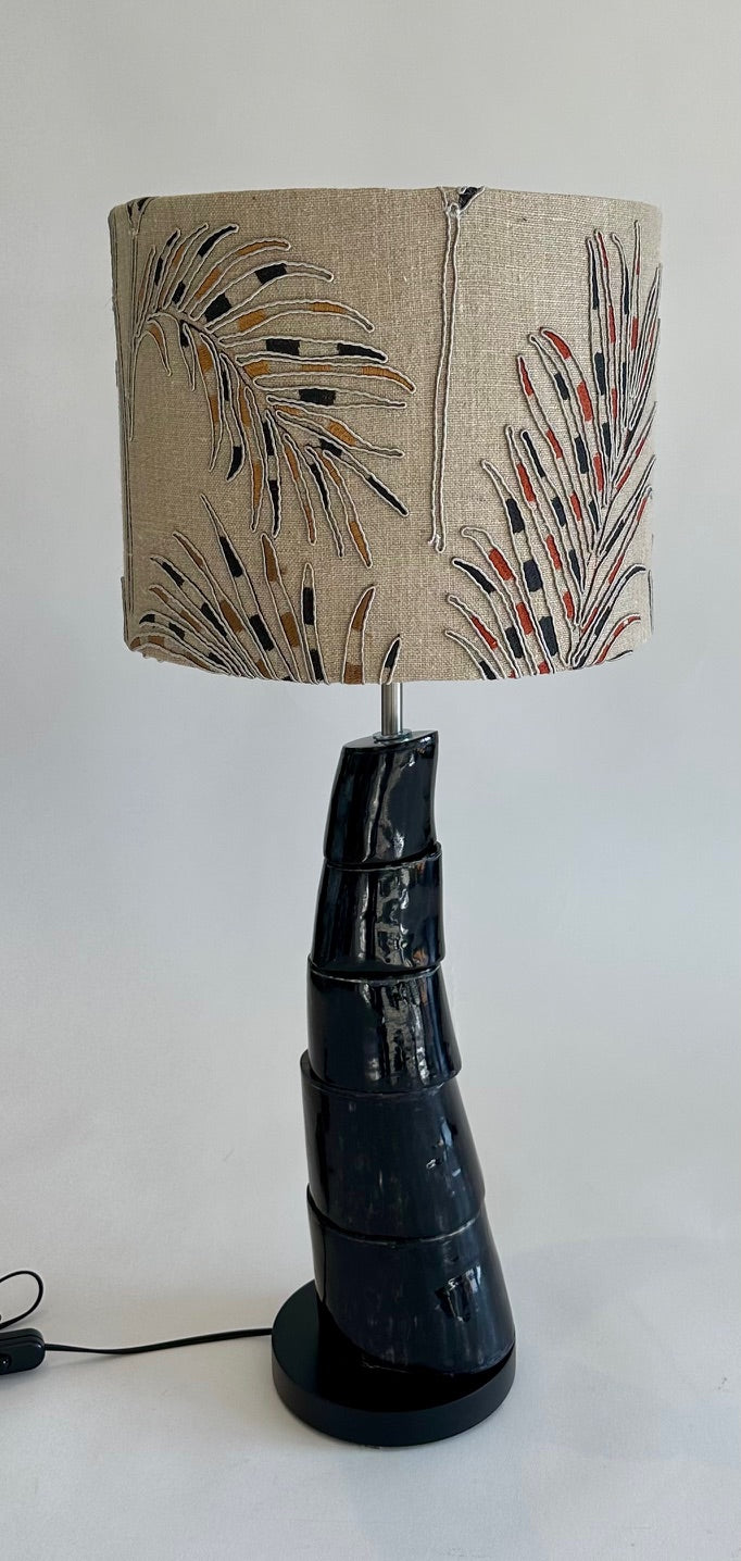 Black cow horn disc lamp & rosetta shade