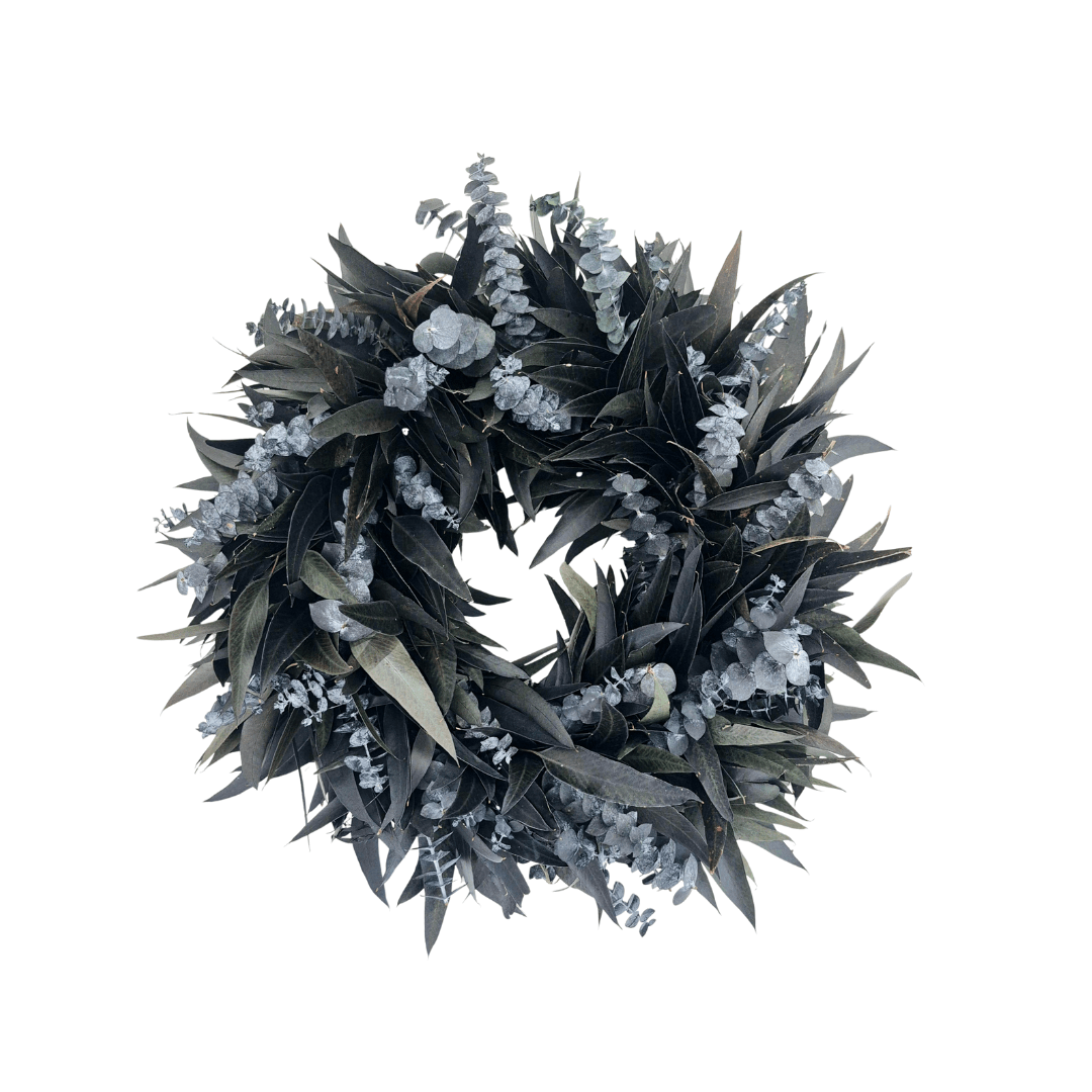 Bluegum & Designer Pennygum Wreath – Black