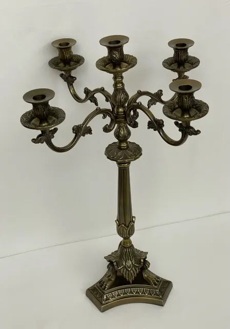 CANDELABRA 5 ARM GRIFFIN ANTIQUE BRASS