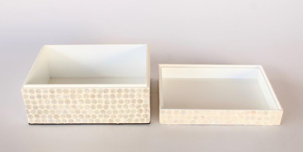 Set of 2 Cream & Ivory Capiz Boxes
