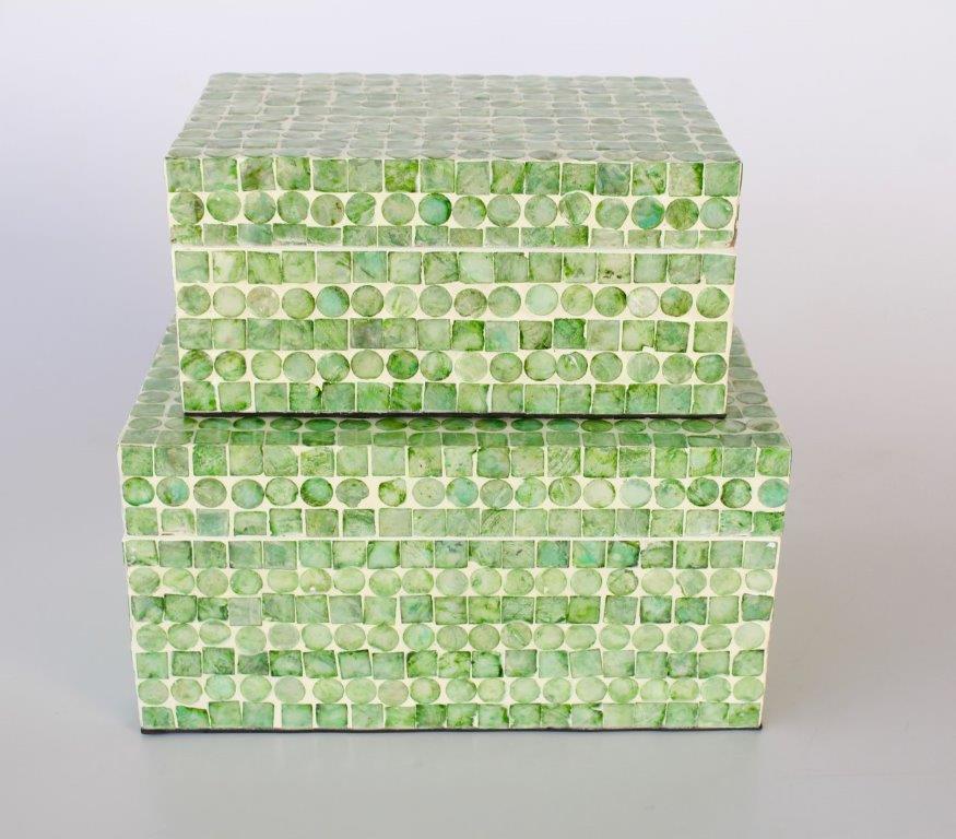 Set of 2 Lime Green Capiz Boxes