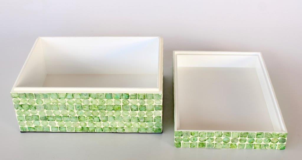 Set of 2 Lime Green Capiz Boxes
