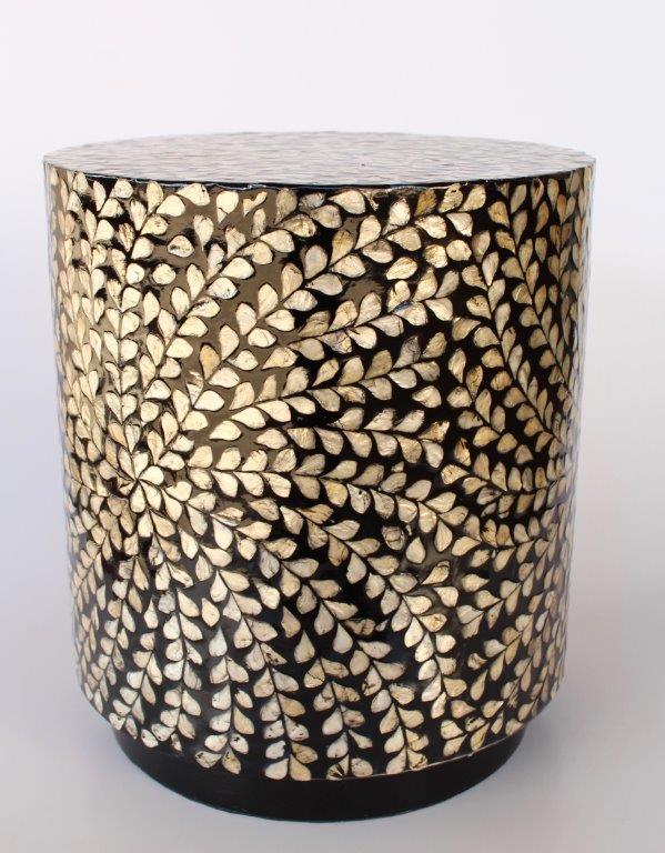 Black & Siler Leaf Capiz Garden Stool
