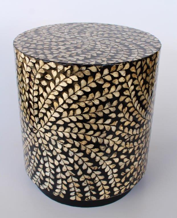 Black & Siler Leaf Capiz Garden Stool