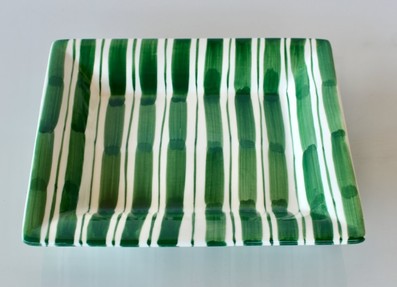 GREEN STRIPE CERAMIC PLATE 17X20CM