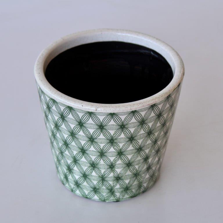 Green Round Crisscross Planter