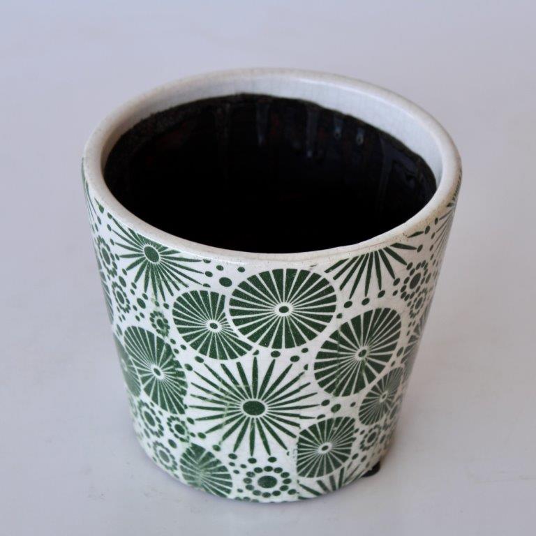 Green Round Sunburst Planter