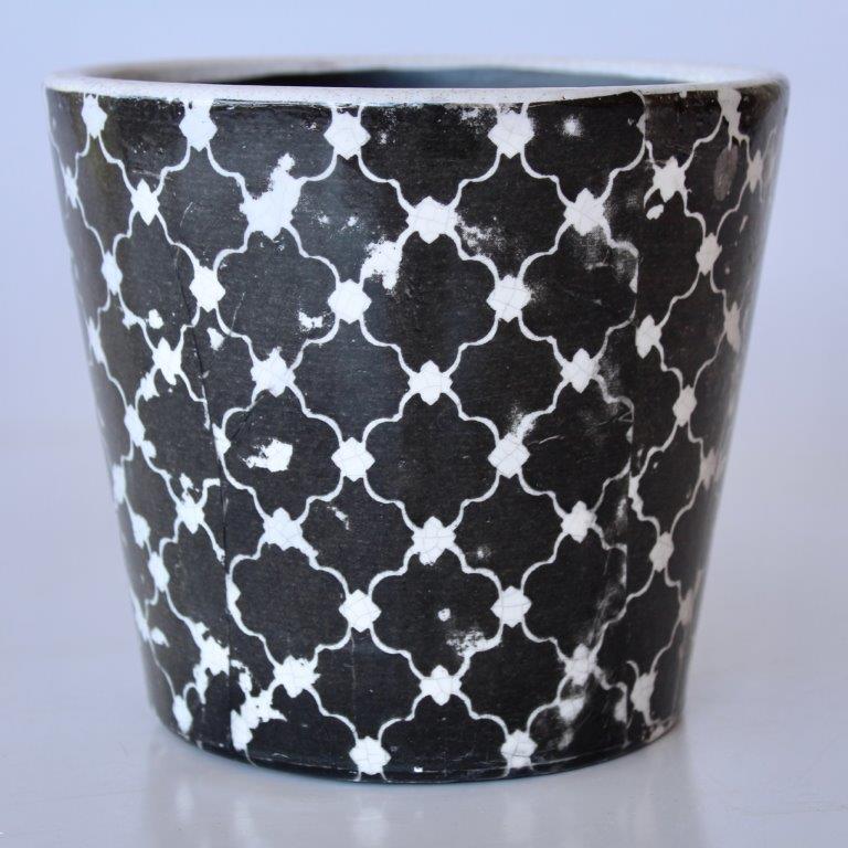 Black Round Geometric Planter