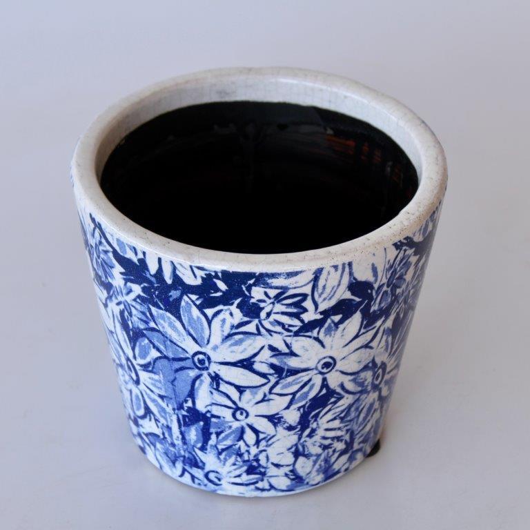 Blue Round Daisy Planter