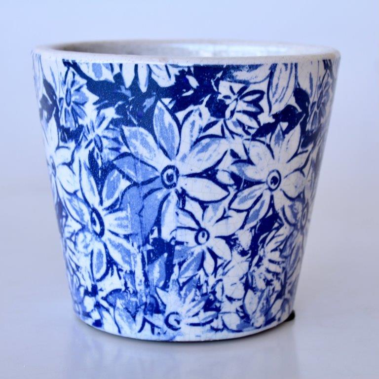 Blue Round Daisy Planter