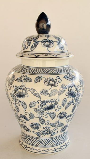 Large Blue Bird Ginger Jar - NetDécor 