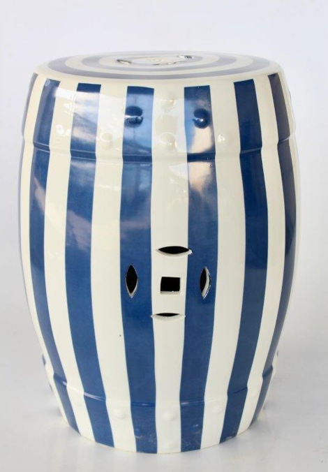 Black/Blue & White Striped Garden Stools - NetDécor 