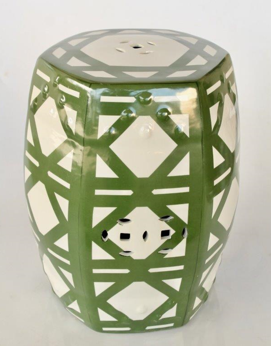 Green & White Hexagonal Garden Stool - NetDécor 