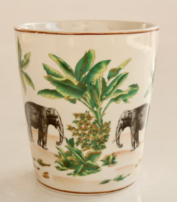 Small Elephant & Palm Leaves Planter - NetDécor 