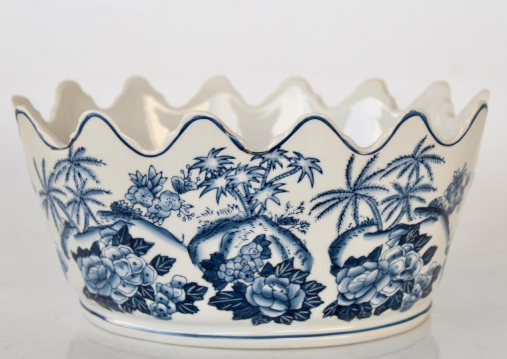 Blue Scalloped Planter - NetDécor 