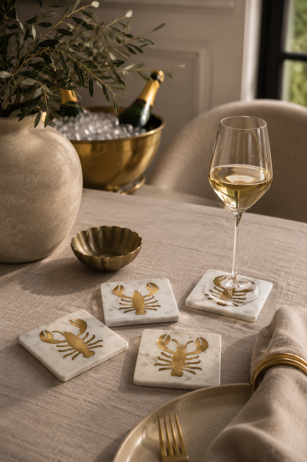 COASTER MARBLE LOBSTER SET OF 4