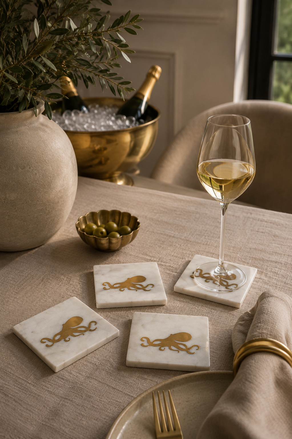 COASTER MARBLE OCTOPUS SET OF 4