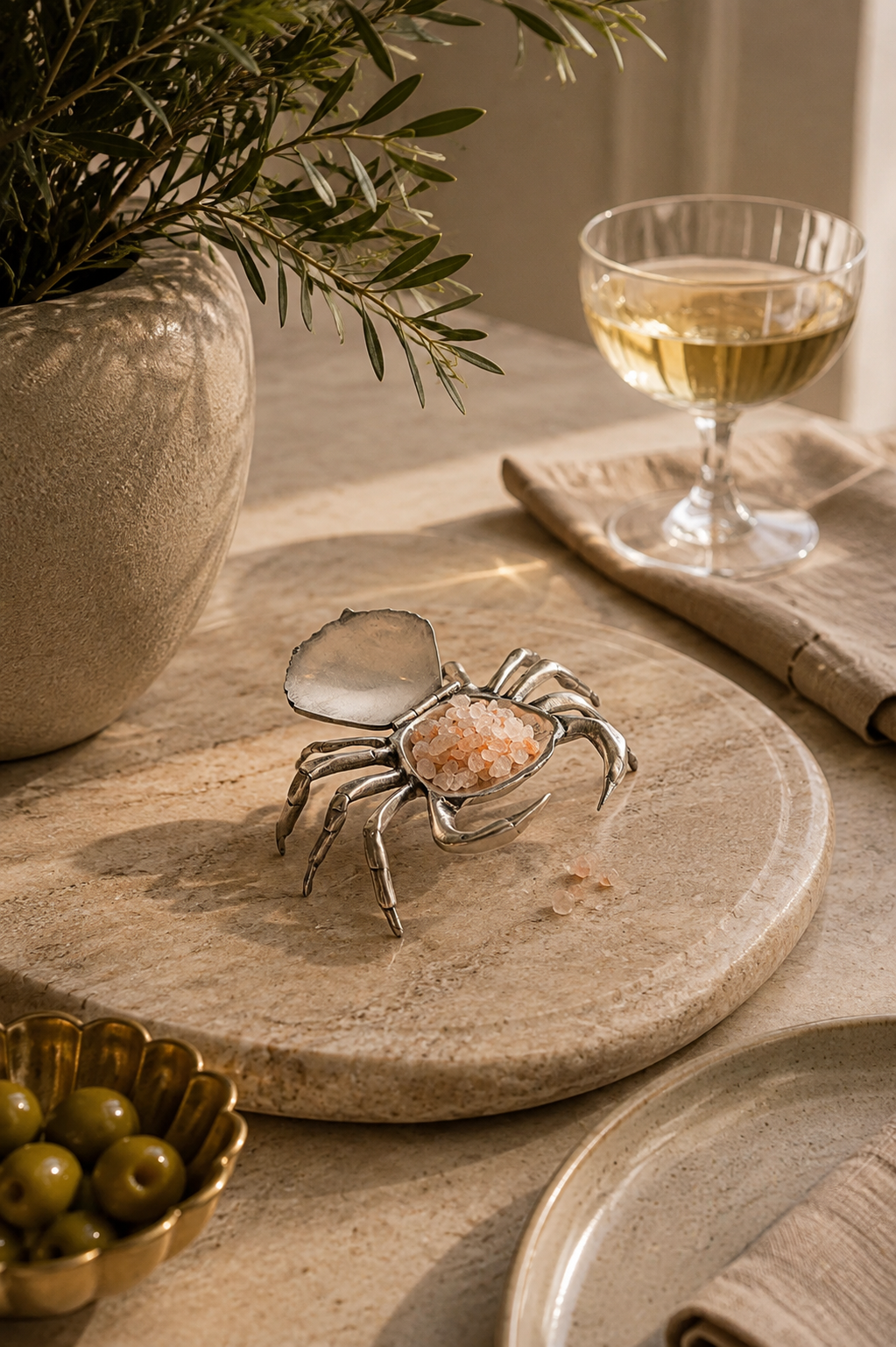 SALT CELLER SEXY CRAB ANTQUE PEWTER