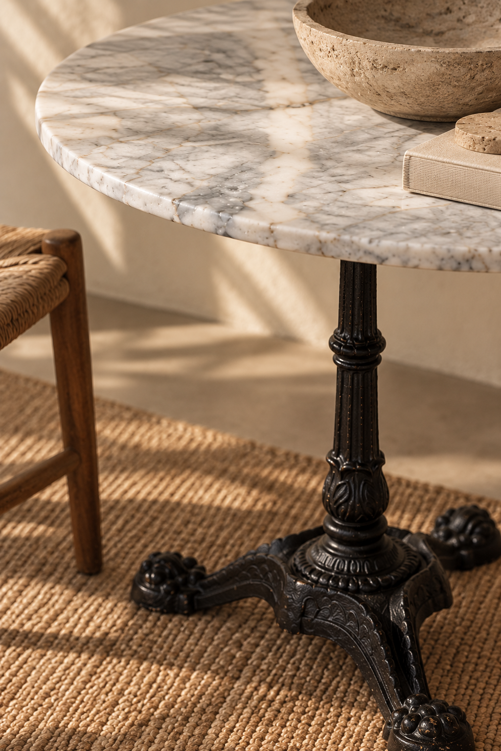 80cm WHITE ROUND MARBLE TABLE