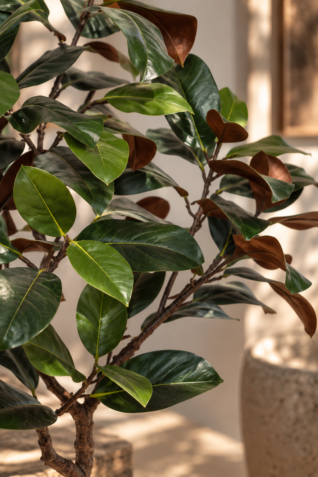 Faux Magnolia Leaf Tree 122cm in Pot