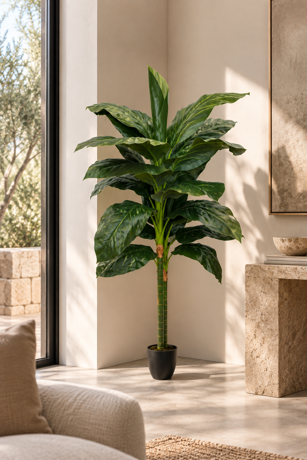 Faux Tropical Evergreen Plant 148cm in Pot )