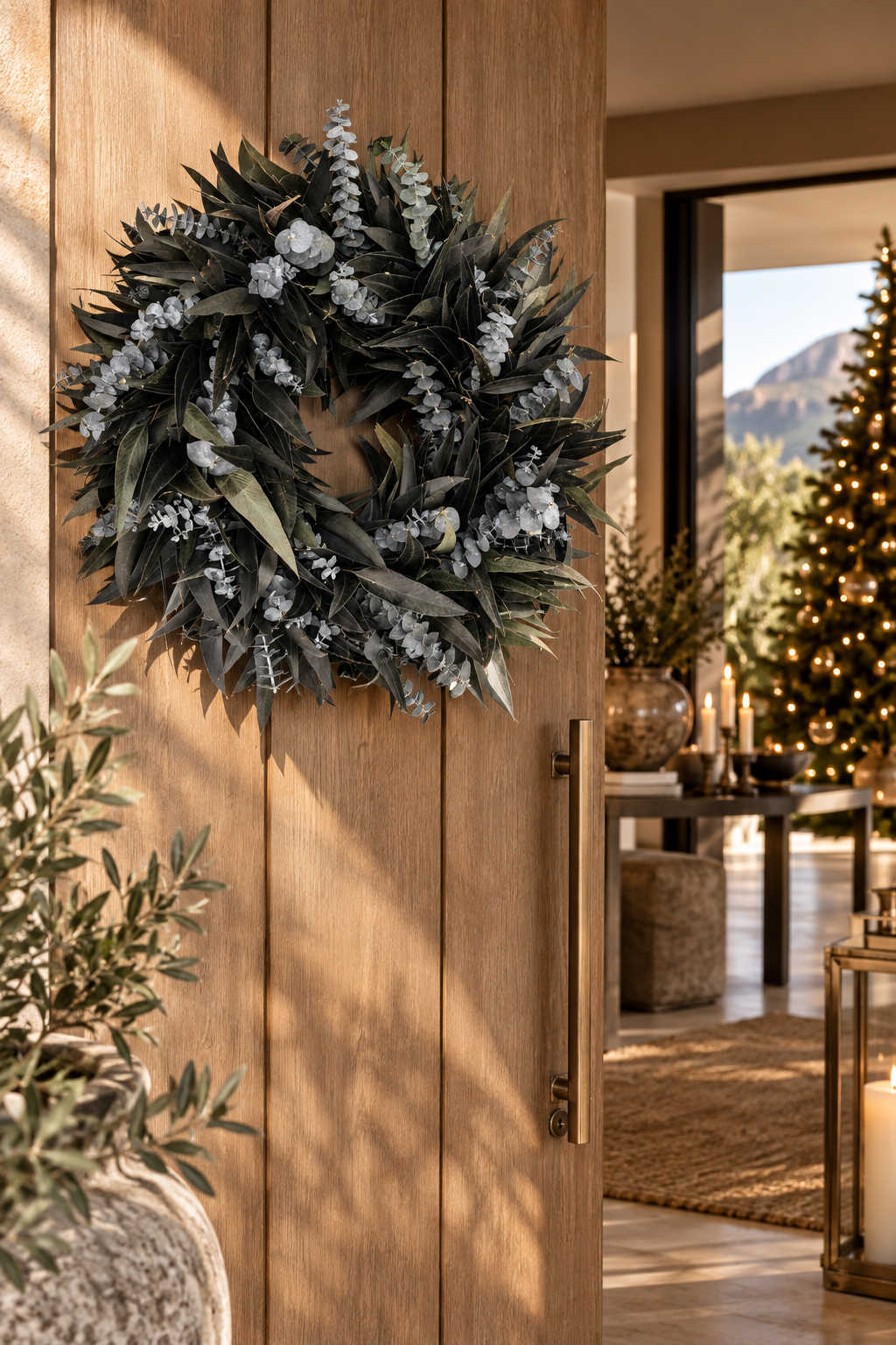 Bluegum & Designer Pennygum Wreath – Black