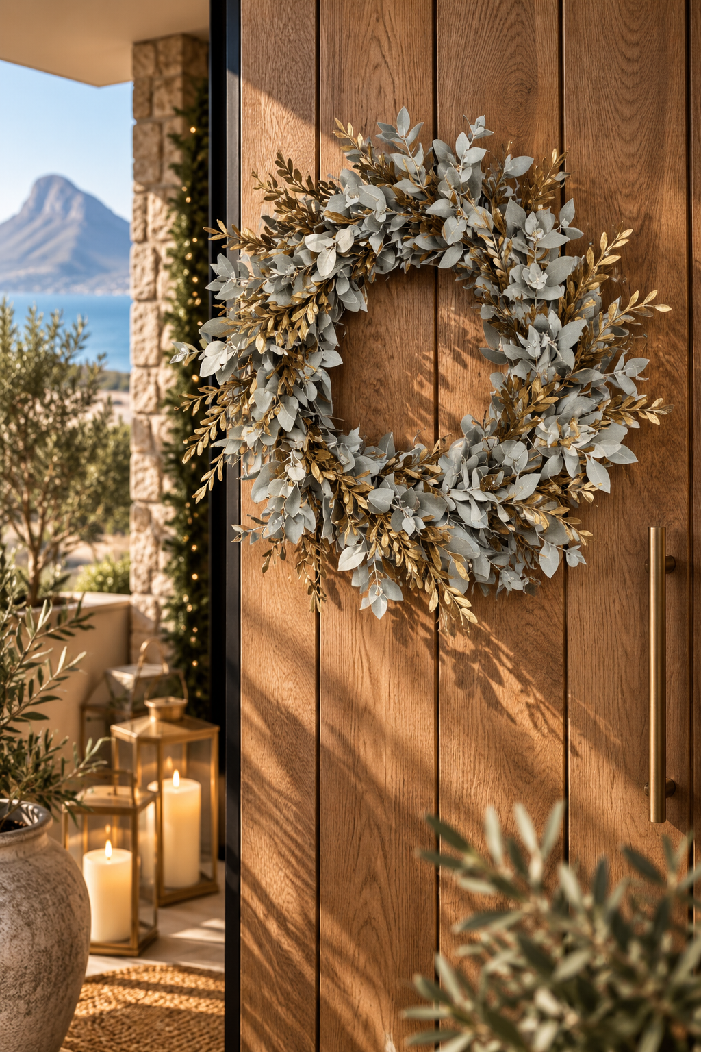 Myrtle & Pennygum Wreath – White & Gold