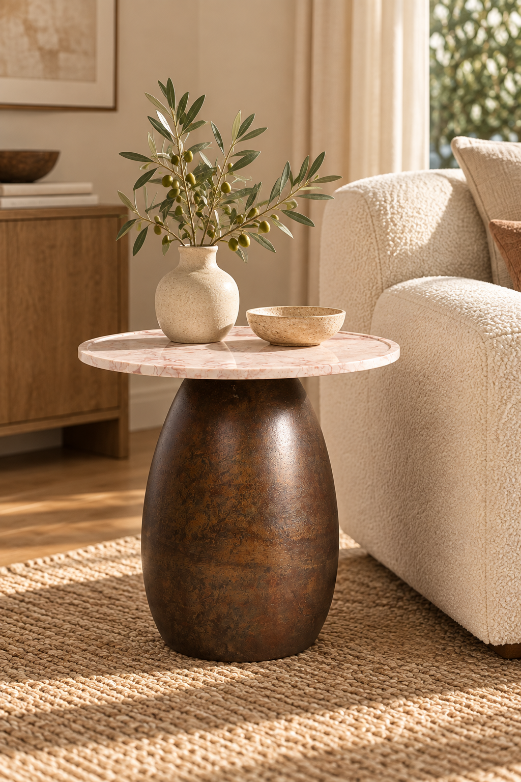 STERLING MARBLE SIDE TABLE -Guilded