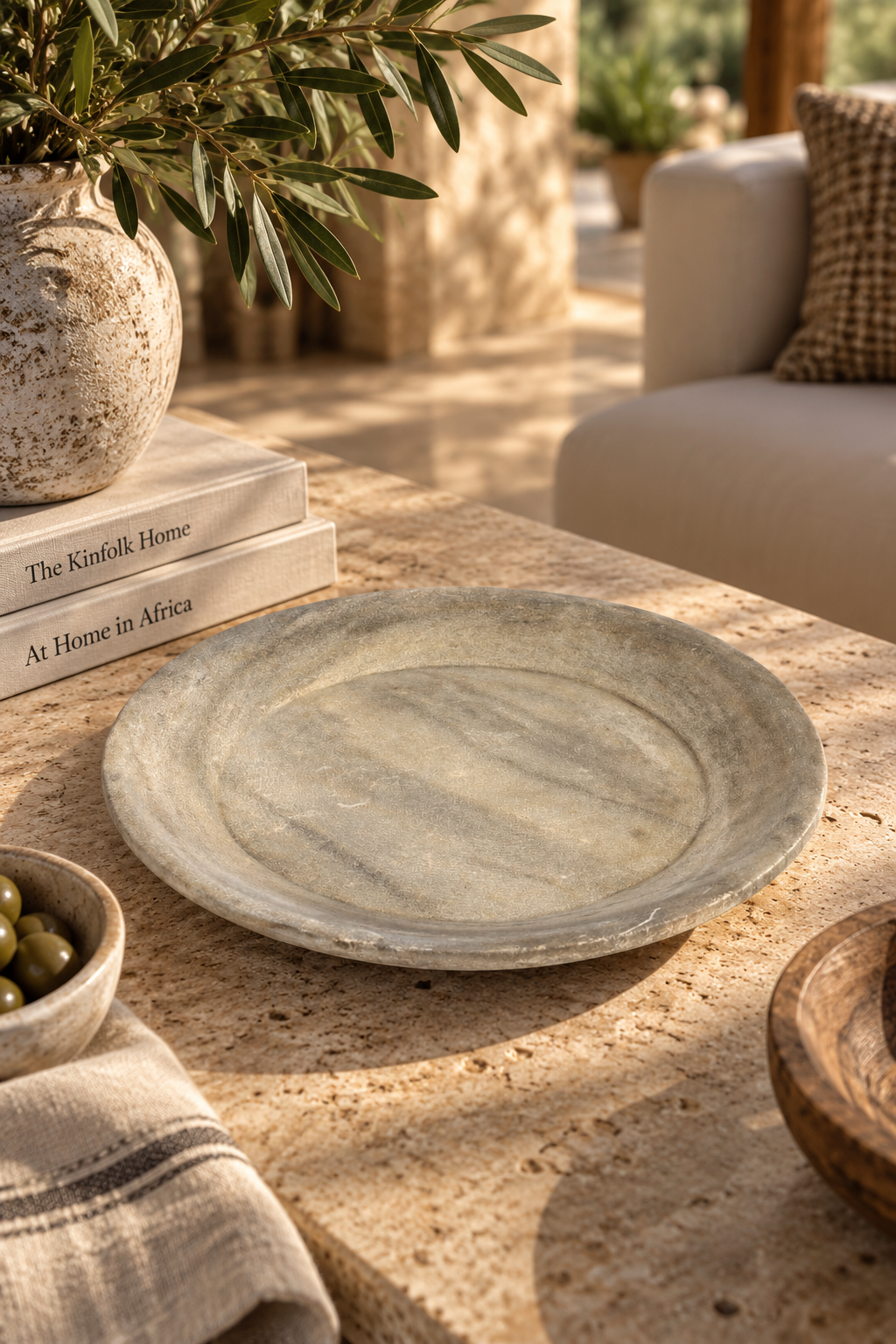 MARBLE BOWL ROUND  - 40cm