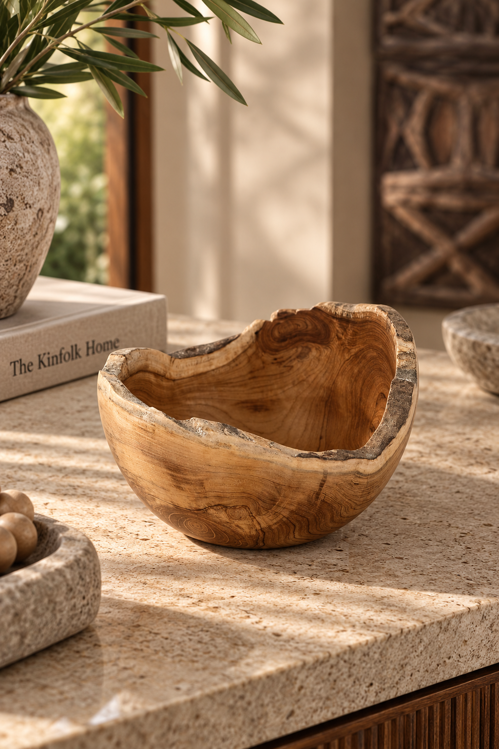 TEAK DRINKING BOWL - SMALL