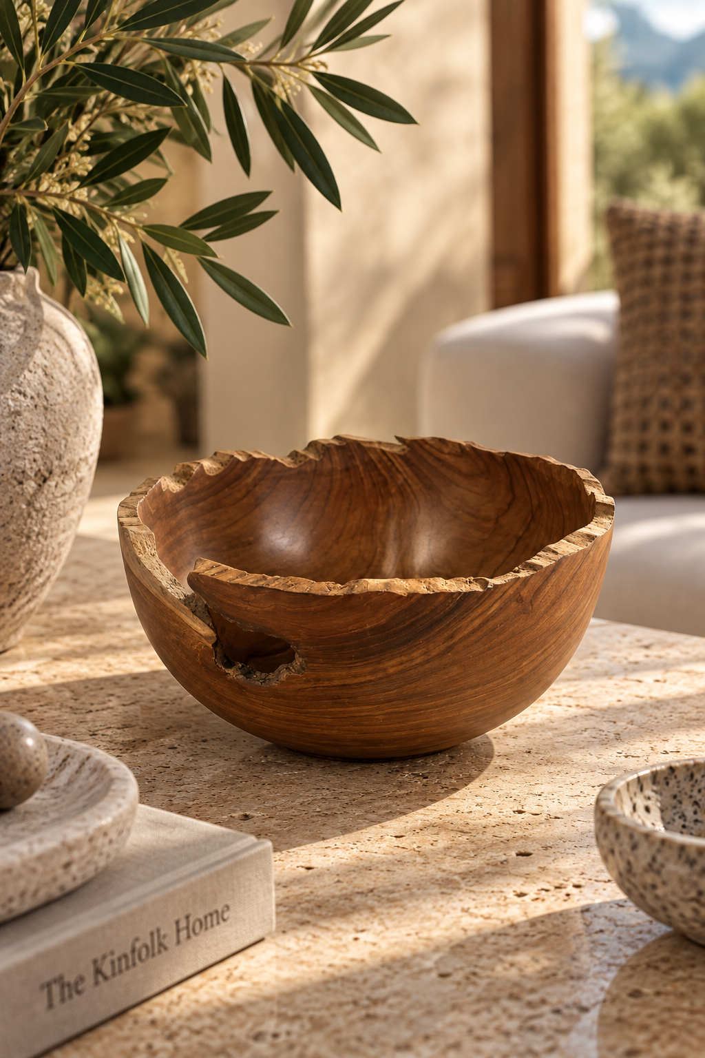 TEAK DRINKING BOWL - MEDIUM