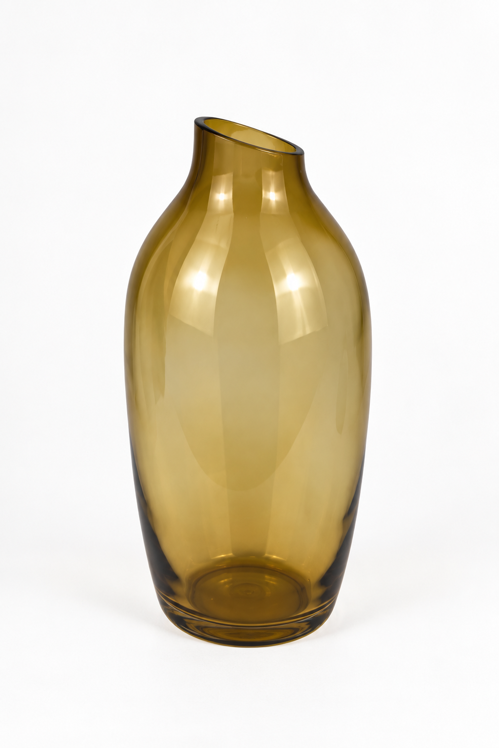 GLASS VASE AMBER PITCHERED - MEDIUM