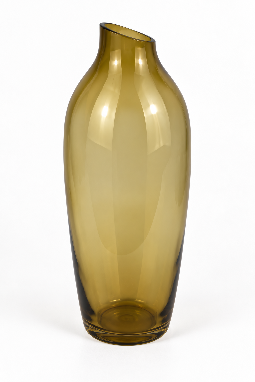 GLASS VASE AMBER PITCHERED - LARGE