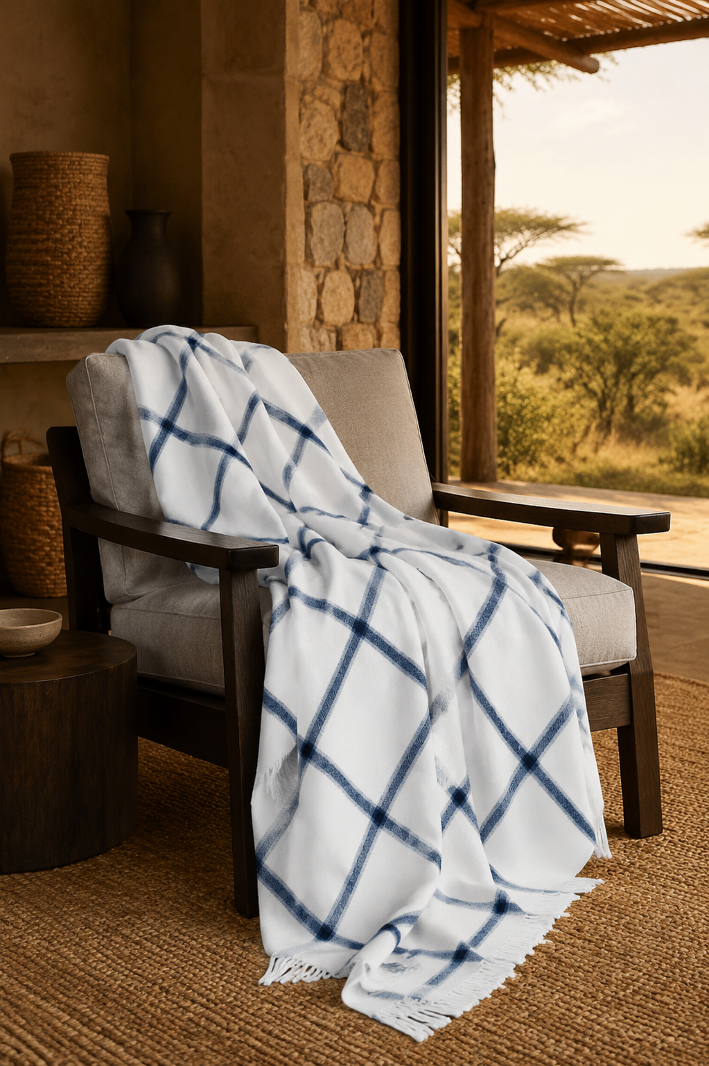 Soft and Luxurious Blue and White Throw