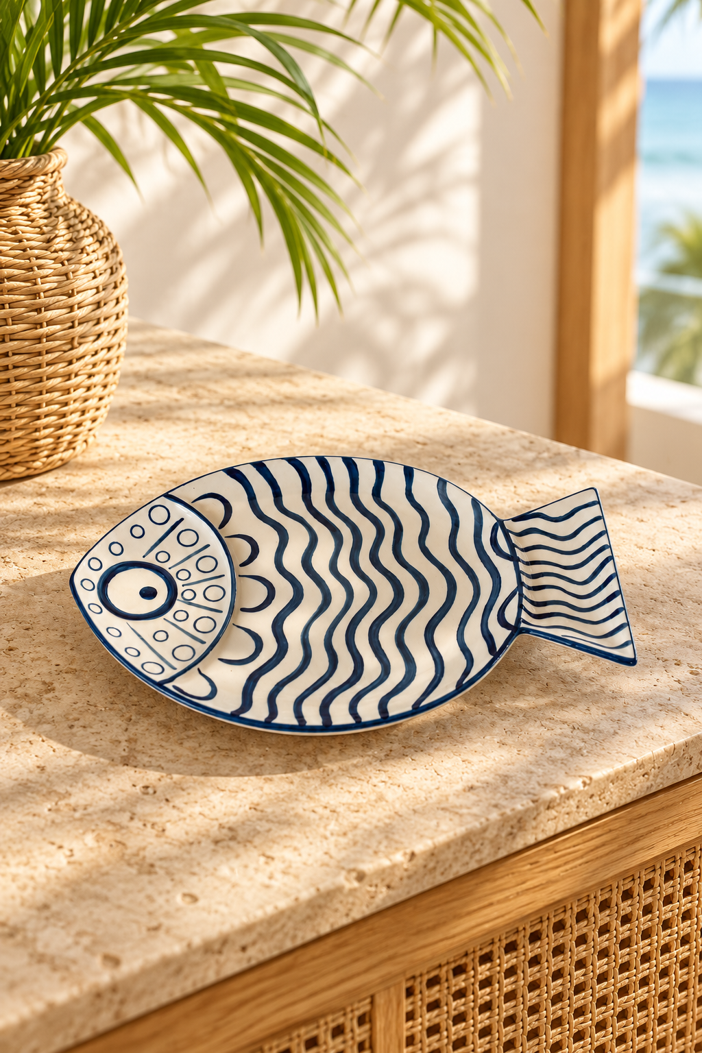Medium Blue Squiggle Fish Plate