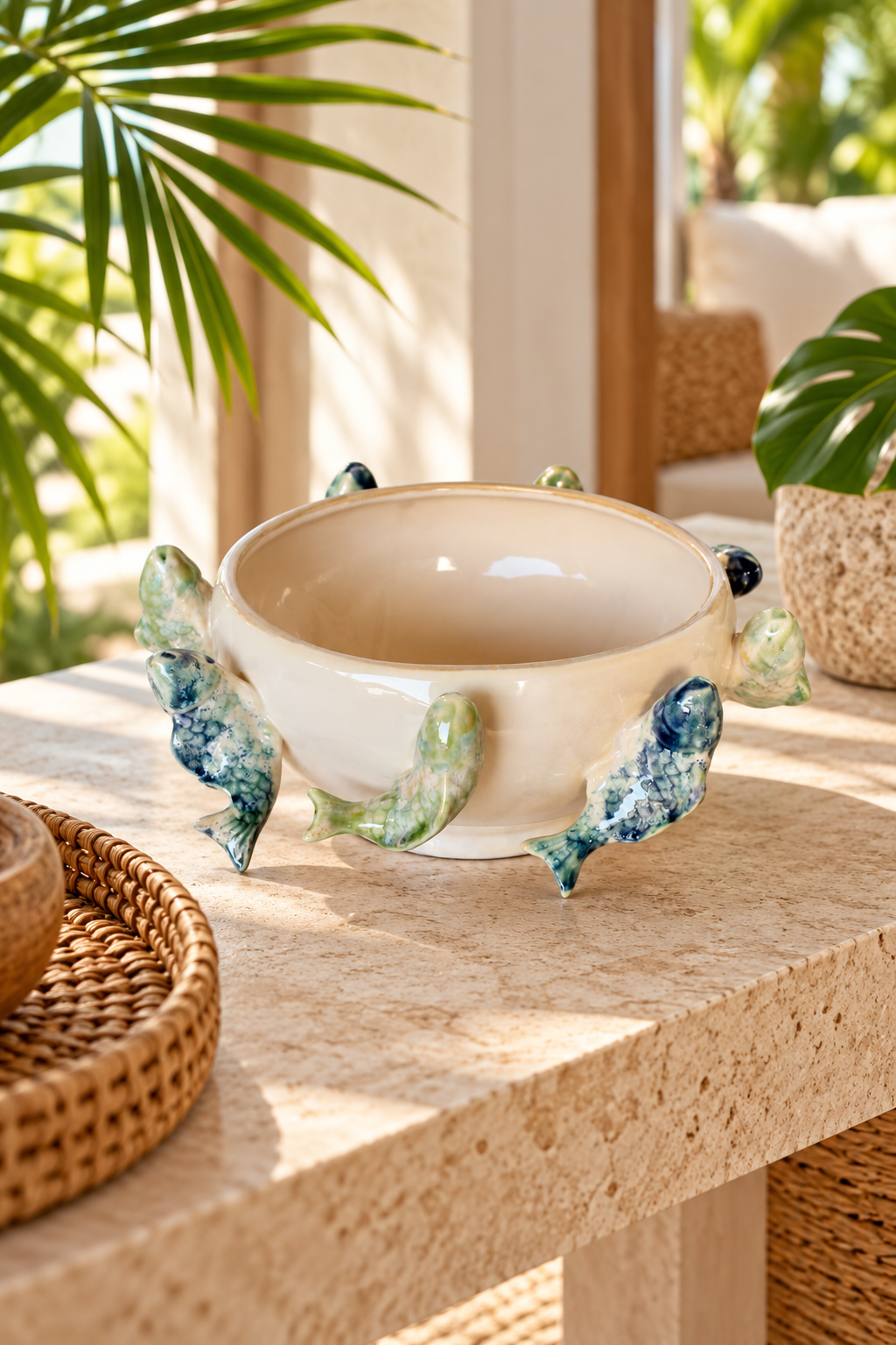 Round Cream Fish Bowl