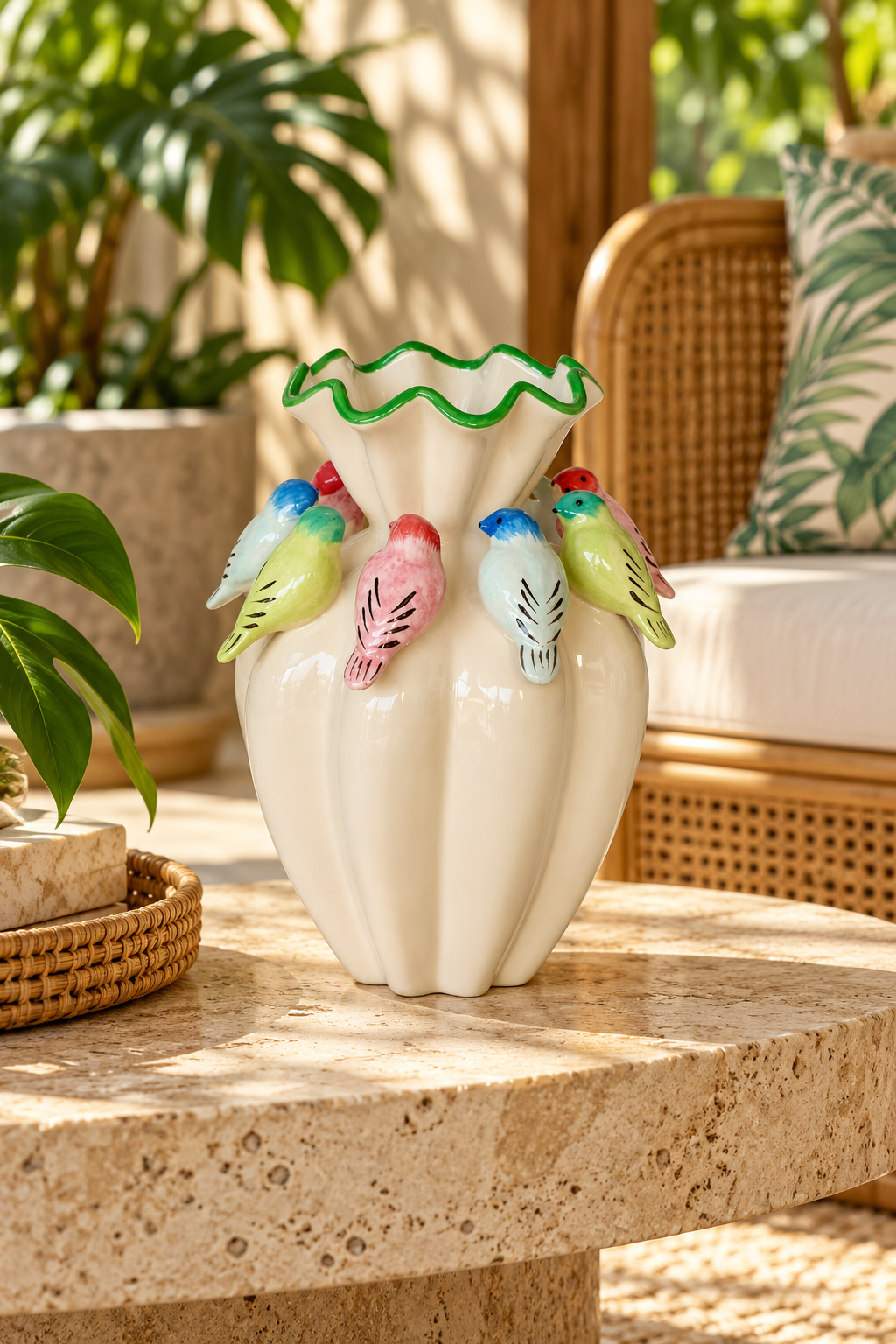 Multi-Colour Bird Vase