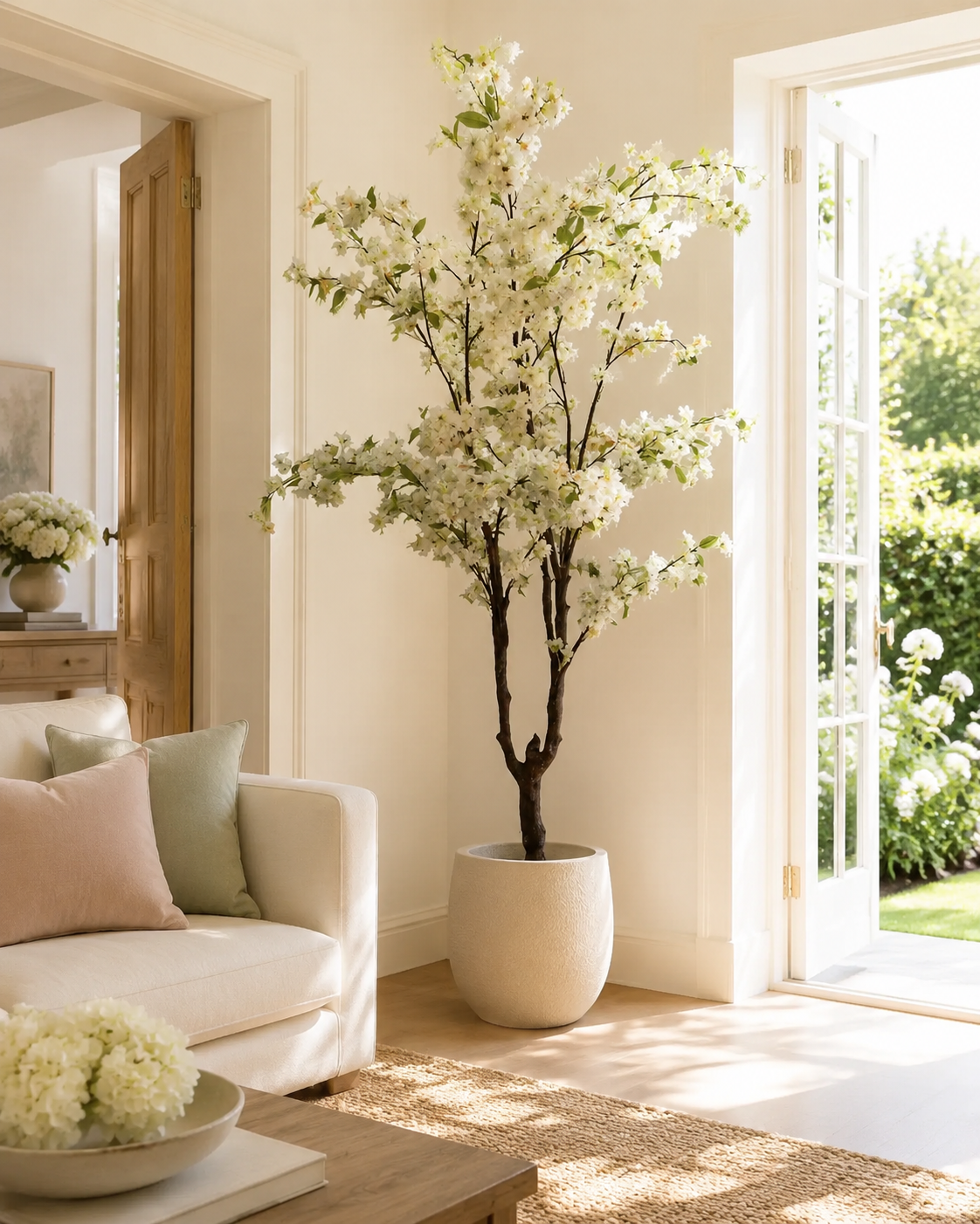 195cm Faux White Cherry Blossom Tree