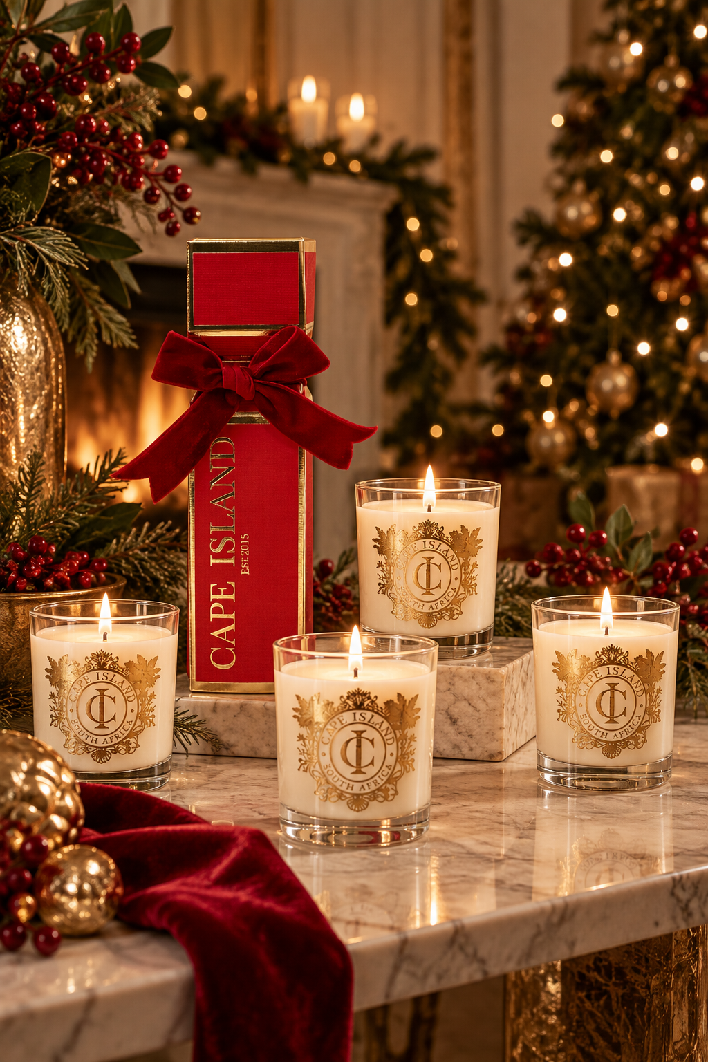 Red Cracker Mini Candle - Set of 4
