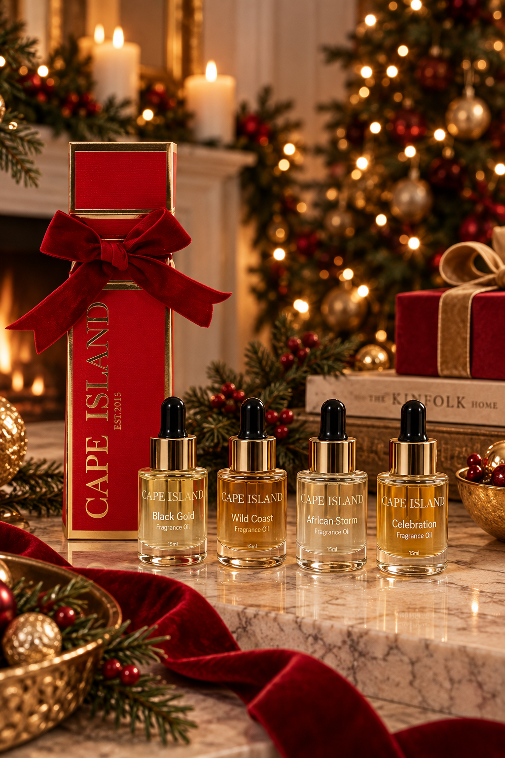 Red Cracker with fragrance oil - Set of 4