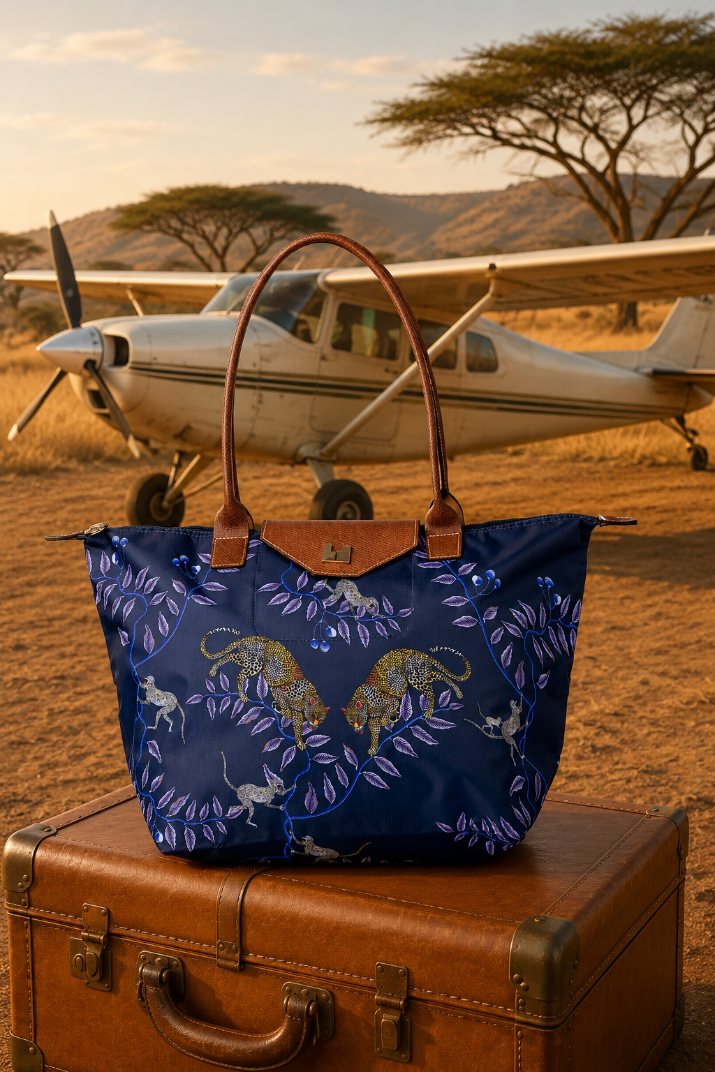 Foldable Safari Tote -Navy
