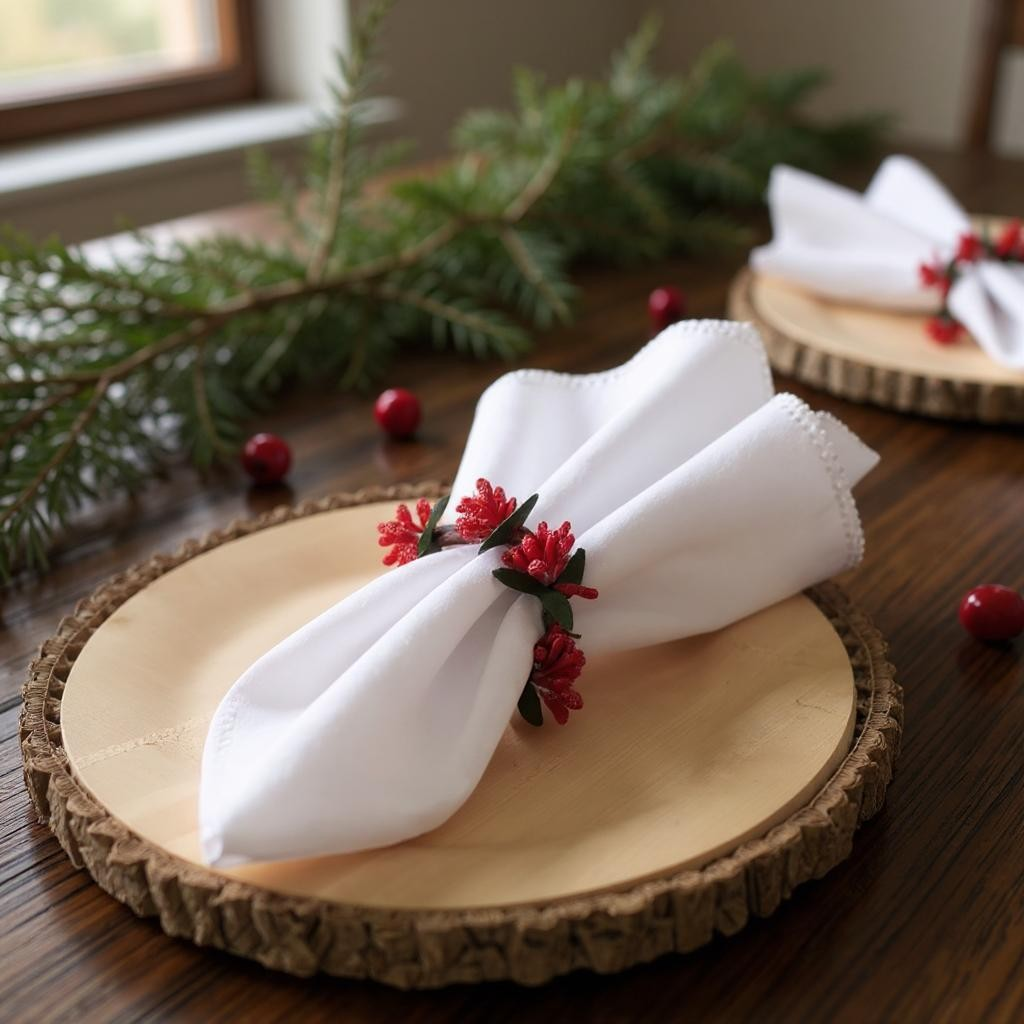 Napkin Rings 8pc Set - Christmas Wreath