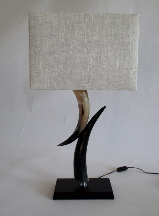 Cow Horn Tower Lamp & Linen Shade