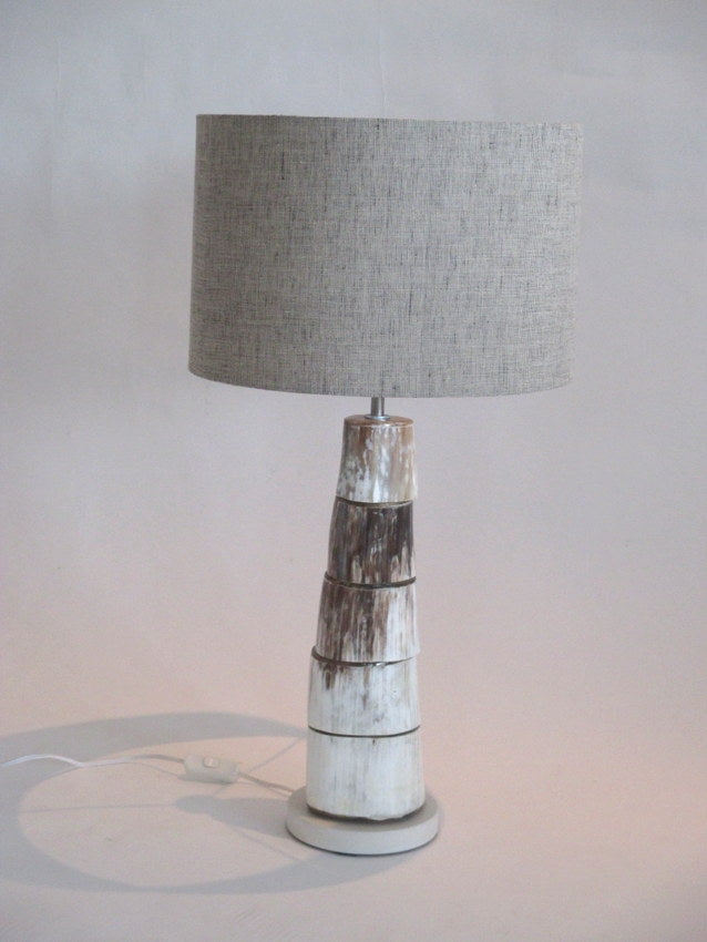 Cow Horn Disc Lamp & two-tone Linen Shade