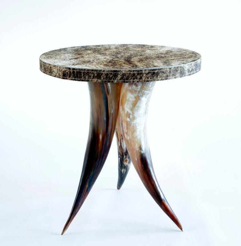 Cow Horn Table with Cow Skin Top